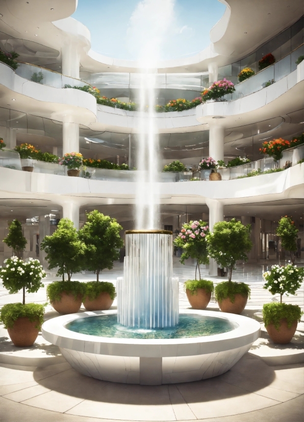 Plant, Water, Building, Property, Fountain, Architecture