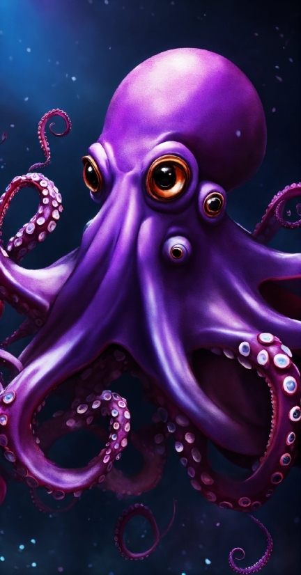 Purple, Light, Organism, Violet, Octopus, Art