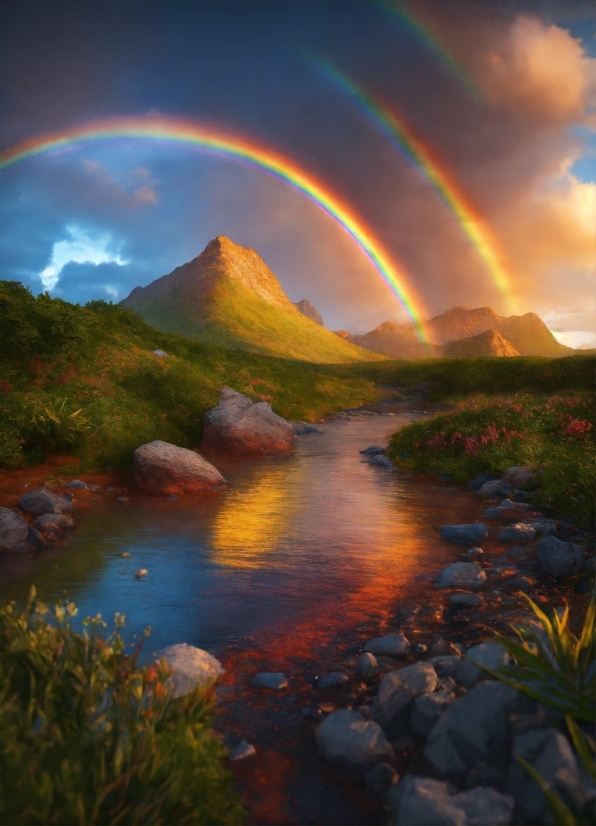 Rainbow, Sky, Cloud, Water, Plant, Water Resources