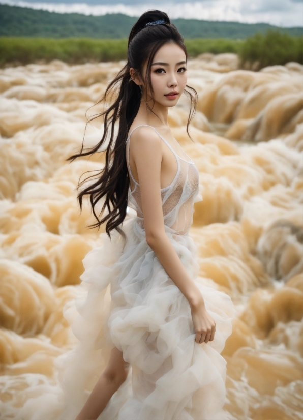 Skin, Hairstyle, Wedding Dress, Facial Expression, People In Nature, Organ