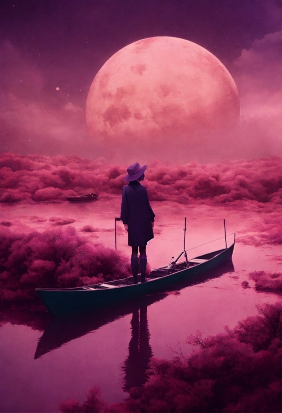 Sky, Boat, Moon, Photograph, Light, World