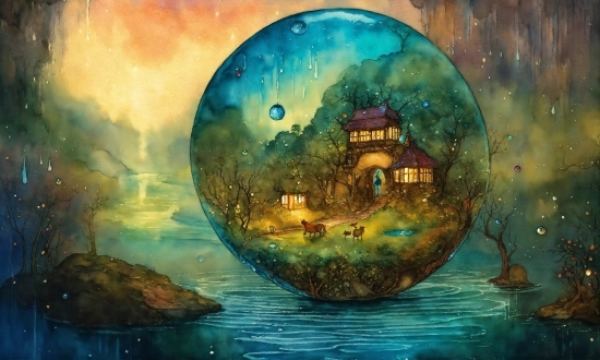 Sky, Water, World, Paint, Tree, Window