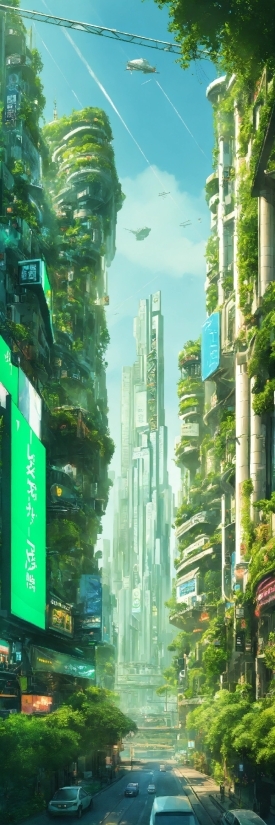 Skyscraper, Sky, Green, Building, Natural Environment, Terrestrial Plant