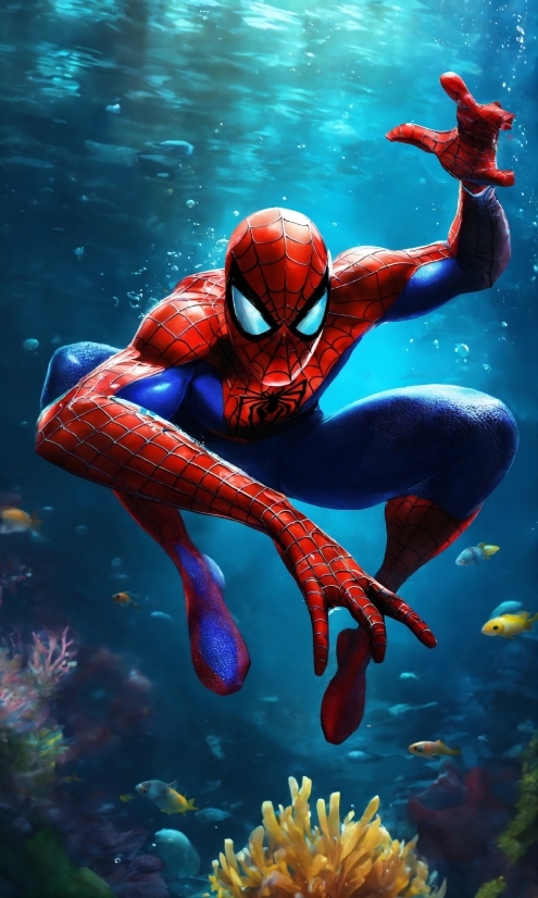 Spider-man, Organism, Cartoon, Electric Blue, Fictional Character, Art