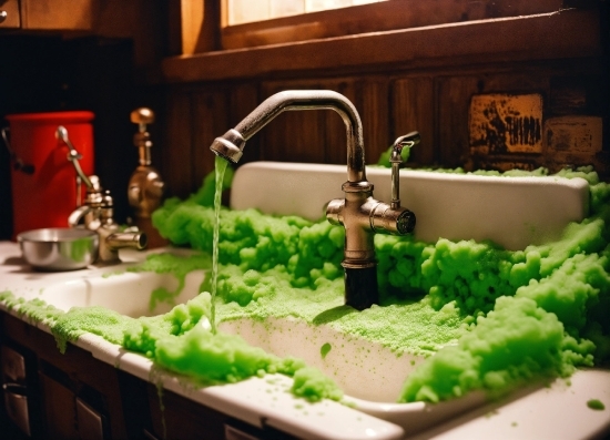 Tap, Sink, Green, Plumbing Fixture, Countertop, Cuisine