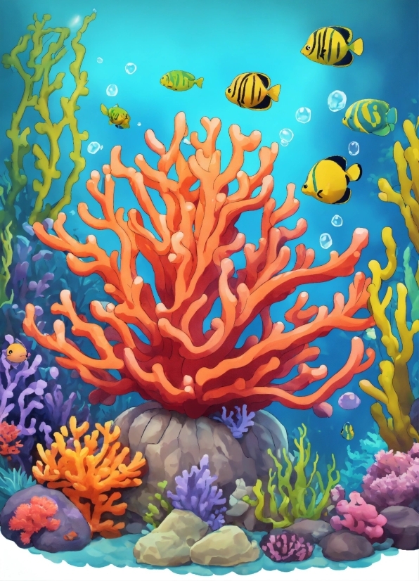 Vertebrate, Natural Environment, Organism, Underwater, Art, Coral