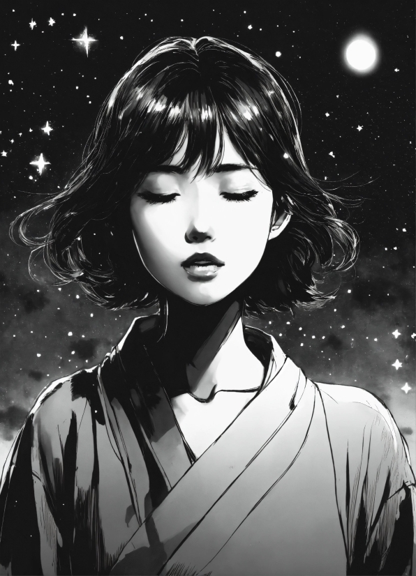 Wallpaper One Piece Black, Lip, Hairstyle, Facial Expression, White, Black