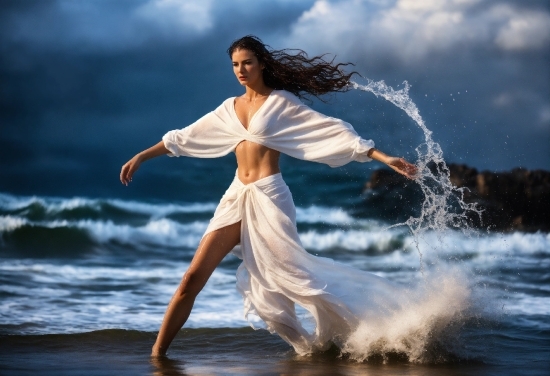 Water, Cloud, Sky, People In Nature, Flash Photography, Dress