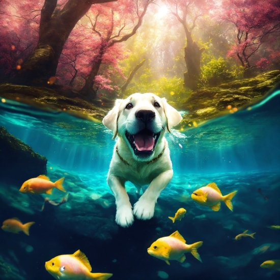 Water, Dog, Light, World, Nature, Green
