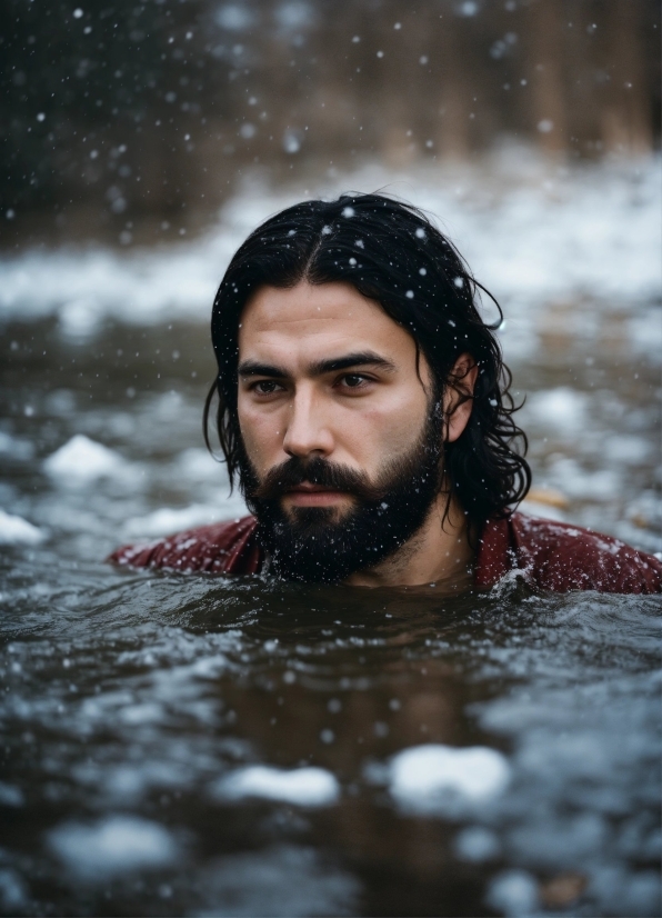 Water, Eyebrow, Beard, People In Nature, Human, Flash Photography