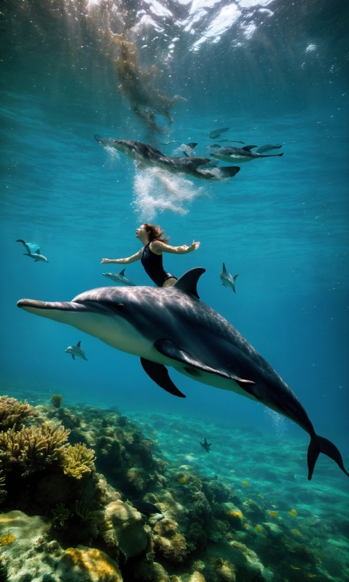 Water, Fin, Underwater, Fluid, Common Dolphins, Organism