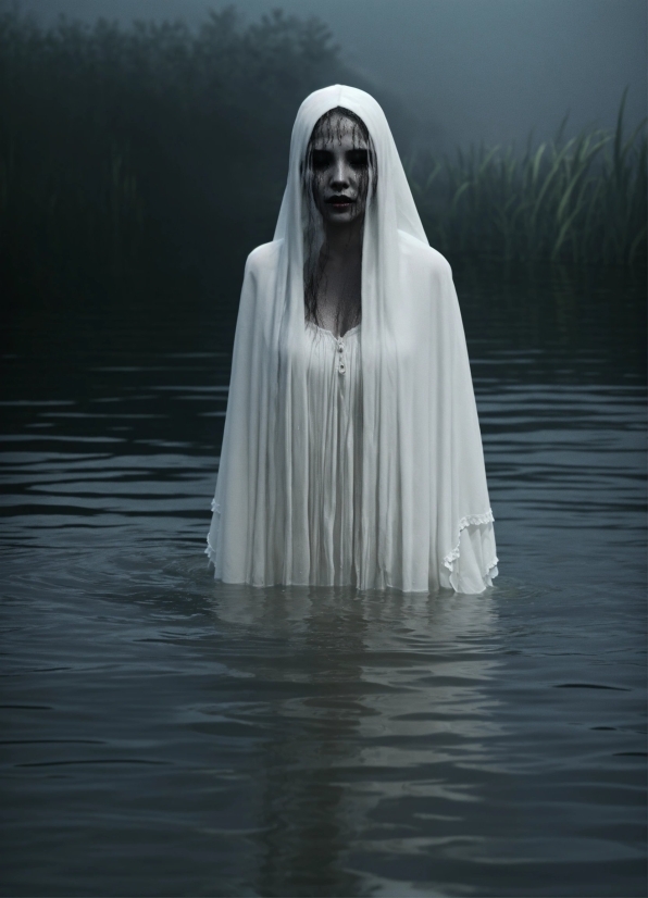 Water, Flash Photography, Happy, Wedding Dress, Gown, Veil