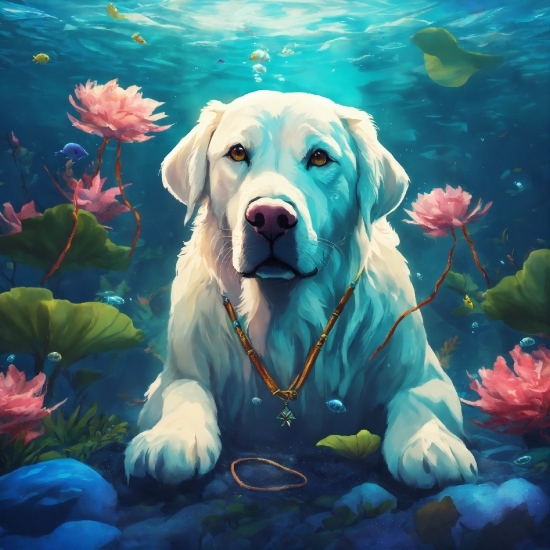 Water, Flower, Plant, Dog, Green, Nature
