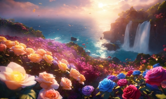 Water, Flower, Plant, Light, Nature, Sky
