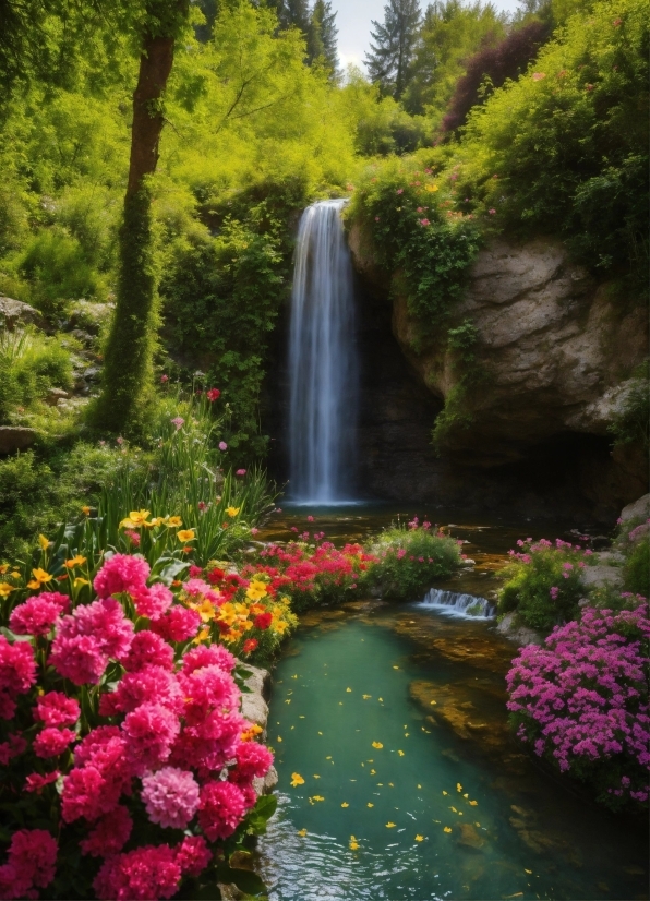 Water, Flower, Plant, Natural Landscape, Nature, Fluvial Landforms Of Streams