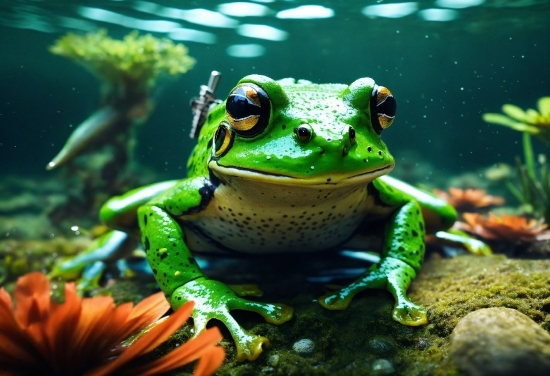 Water, Frog, Vertebrate, Green, Nature, True Frog