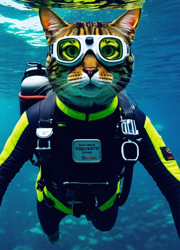 Water, Glasses, Cat, Underwater Diving, Goggles, Diving Equipment