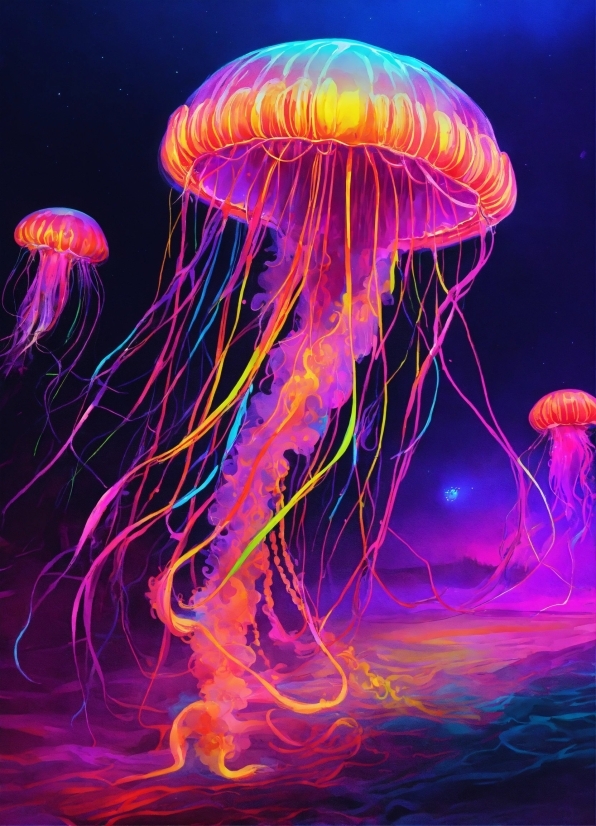 Water, Jellyfish, Marine Invertebrates, Light, Bioluminescence, Purple