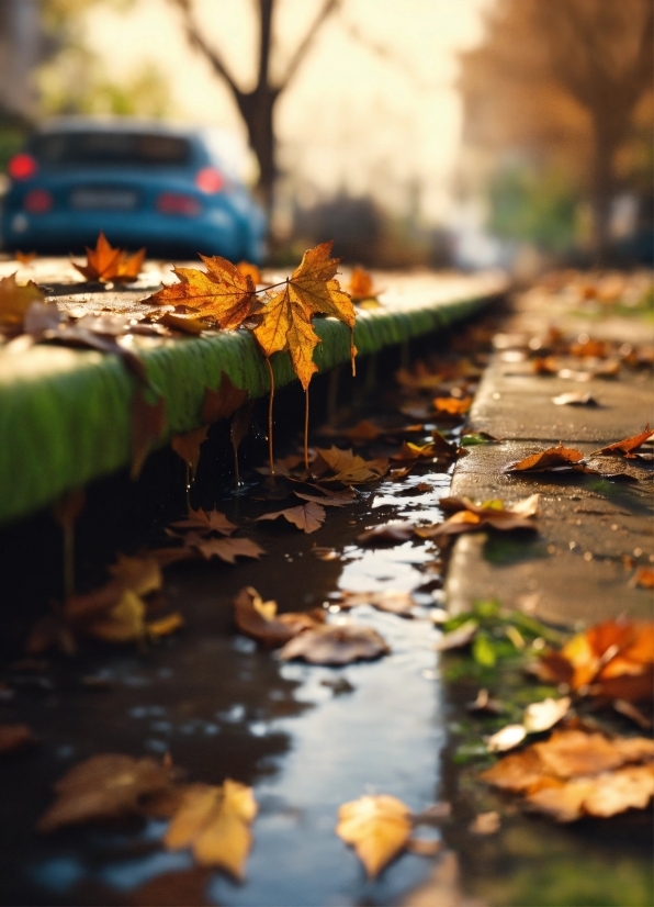 Water, Leaf, Road Surface, Natural Environment, Branch, Natural Landscape
