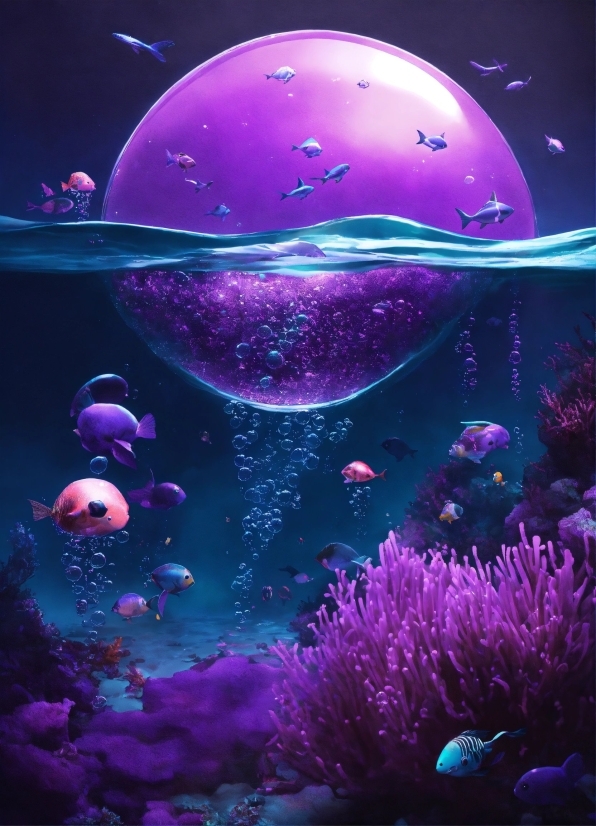 Water, Light, Blue, Purple, Underwater, Organism