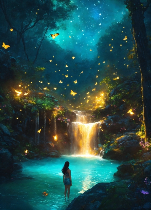 Water, Light, World, Nature, Tree, Midnight