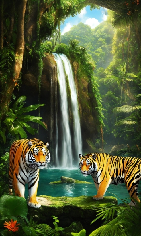 Water, Plant, Bengal Tiger, Siberian Tiger, Vertebrate, Tiger