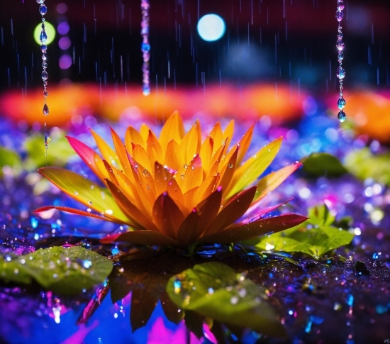 Water, Plant, Flower, Purple, Light, Liquid