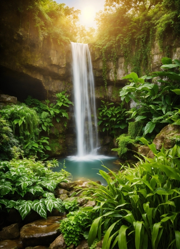 Water, Plant, Water Resources, Light, Natural Landscape, Waterfall