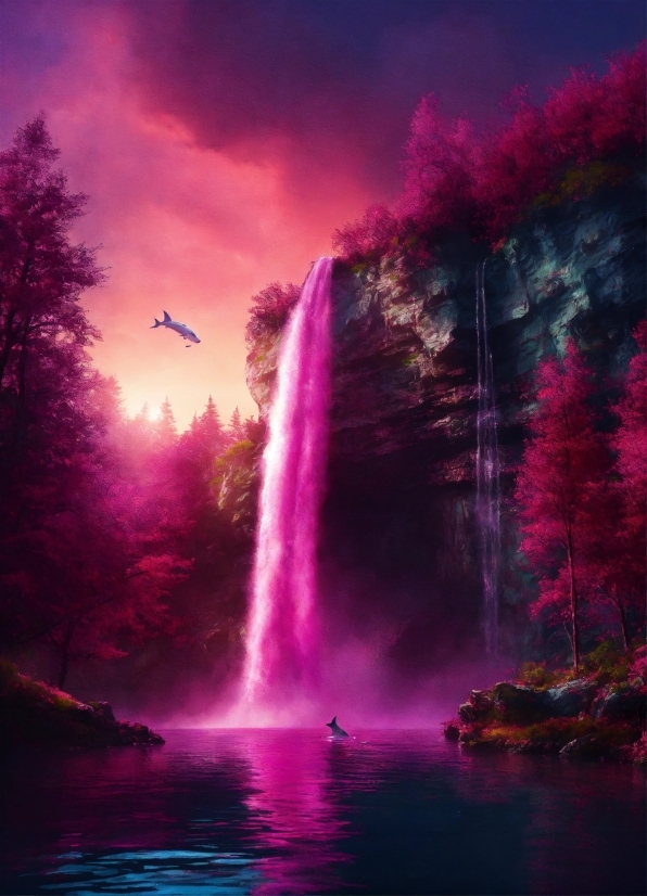 Water, Sky, Light, Purple, Tree, Natural Landscape