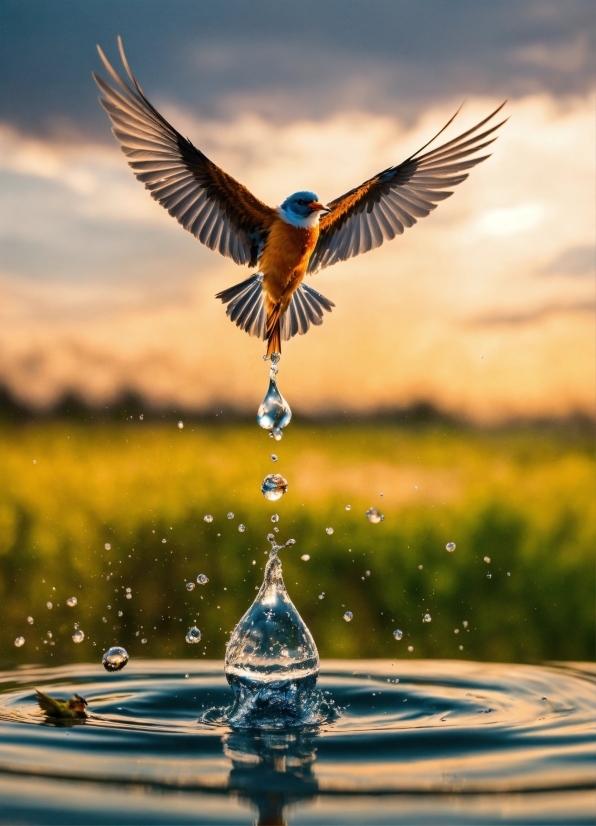 Water, Sky, Liquid, Bird, Nature, Fluid