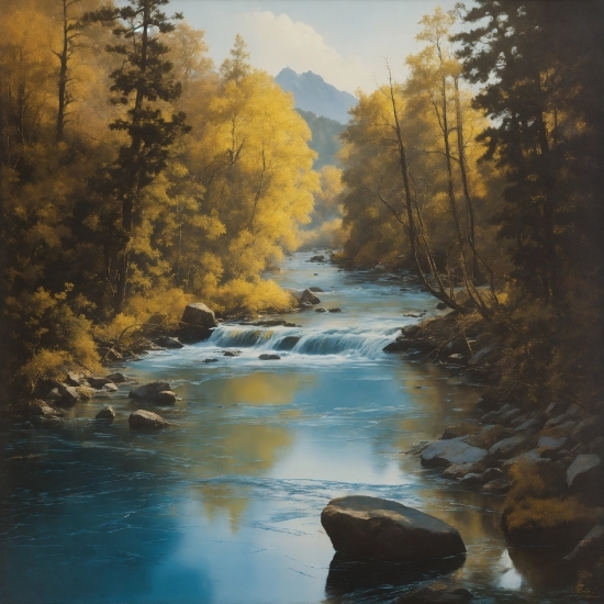Water, Sky, Natural Landscape, Fluvial Landforms Of Streams, Larch, Tree
