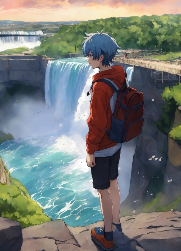 Water, Sky, Nature, Shorts, Azure, Waterfall