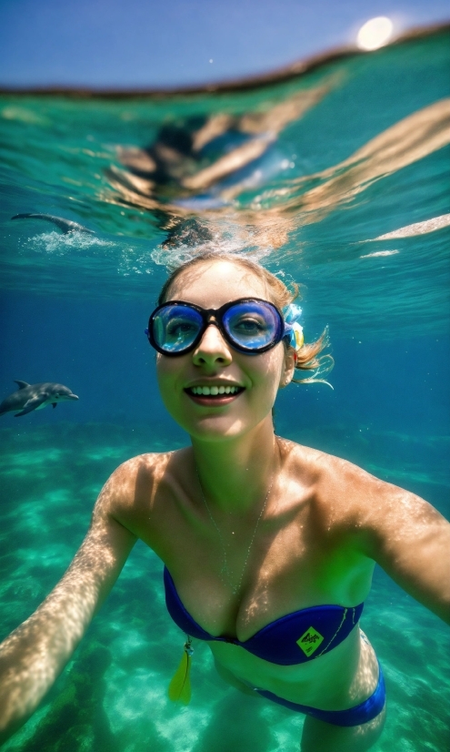 Water, Smile, Muscle, Azure, Underwater, Outdoor Recreation