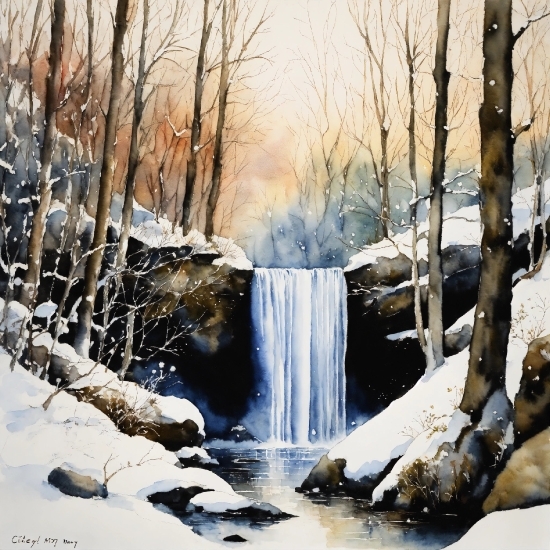 Water, Snow, Nature, Natural Landscape, Branch, Fluvial Landforms Of Streams