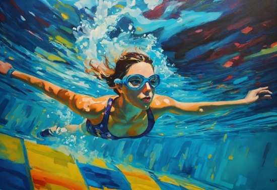 Water, Swimming Pool, Swimmer, Azure, Goggles, Fluid
