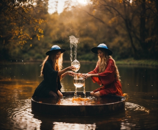 Water, Table, Hat, Tree, People In Nature, Sunlight