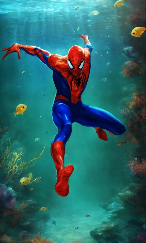 Water, Underwater, Organism, Cartoon, Spider-man, Recreation