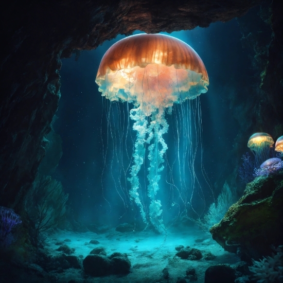 Water, Underwater, World, Azure, Jellyfish, Marine Invertebrates
