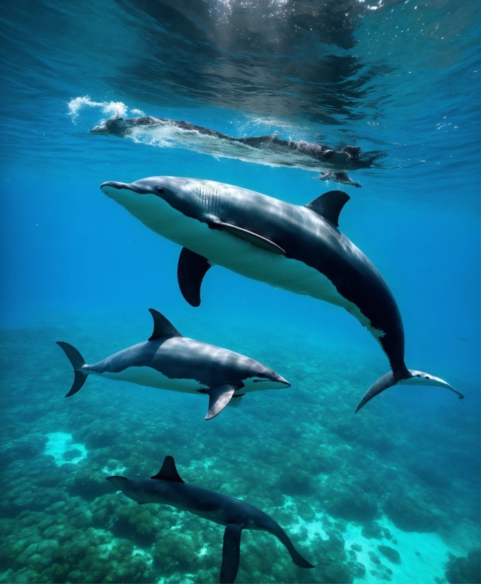 Water, Vertebrate, Common Dolphins, Azure, Fin, Fluid