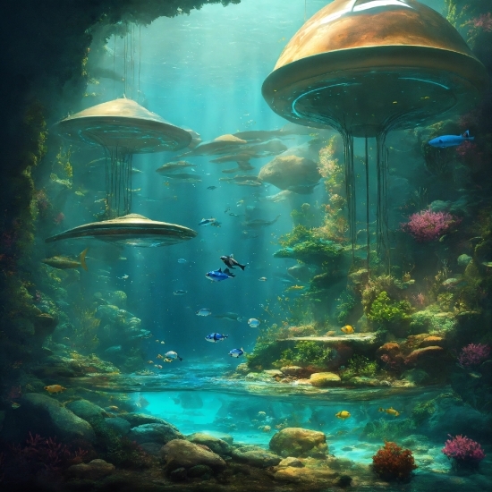 Water, Vertebrate, Green, Underwater, Organism, Fish