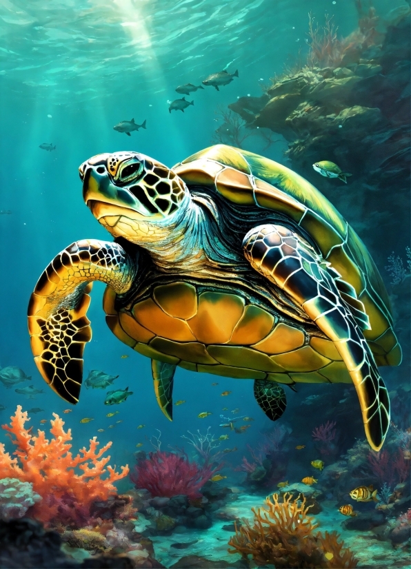 Water, Vertebrate, Hawksbill Sea Turtle, Organism, Fluid, Underwater