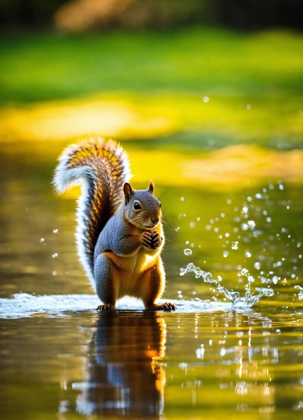 Water, Vertebrate, Liquid, Rodent, Sunlight, Squirrel
