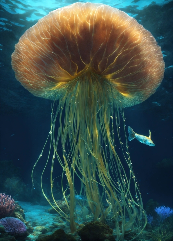 Water, Vertebrate, Nature, Jellyfish, Blue, Underwater