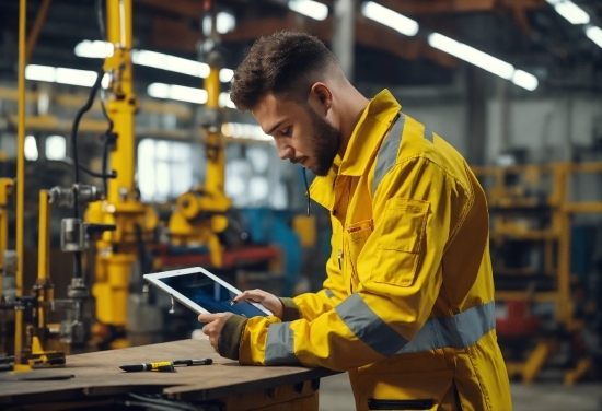 Art Design Software, Workwear, Sleeve, Yellow, Engineer, Tradesman