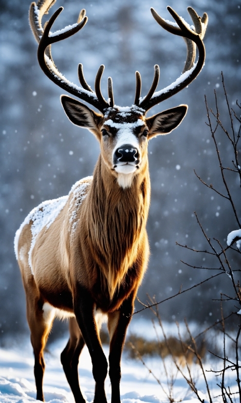 Barren Ground Caribou, Elk, Nature, Deer, Fawn, Natural Material