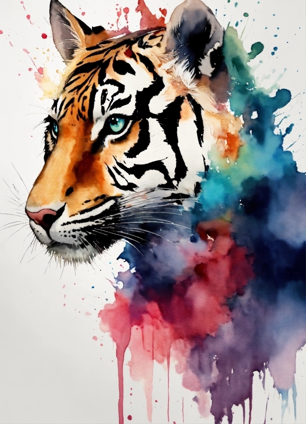 Bengal Tiger, Felidae, Siberian Tiger, Carnivore, Paint, Art Paint