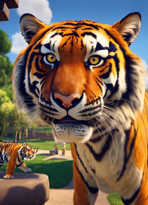 Bengal Tiger, Siberian Tiger, Tiger, Facial Expression, Felidae, Green