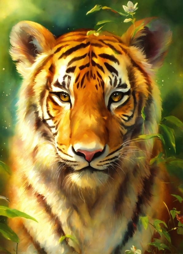 Bengal Tiger, Siberian Tiger, Tiger, Vertebrate, Plant, Leaf