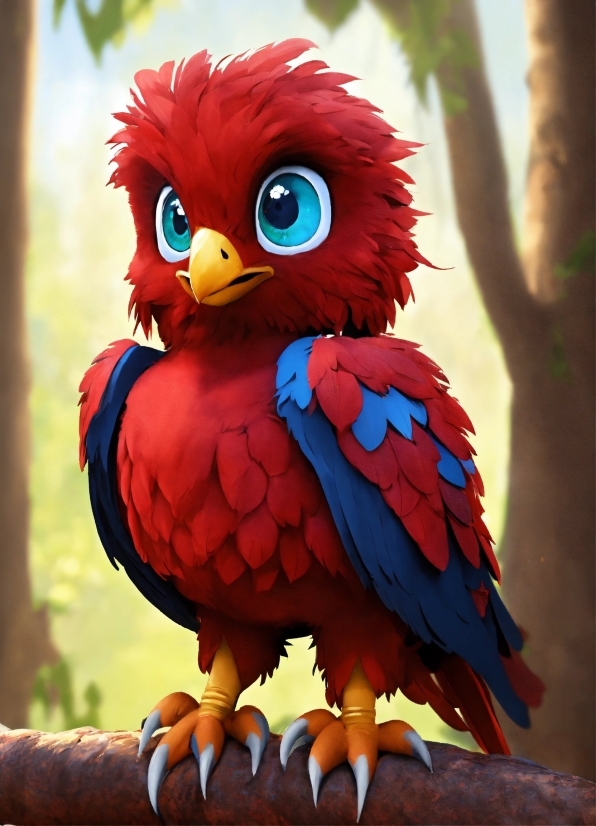 Bird, Beak, Organism, Macaw, Feather, Cartoon
