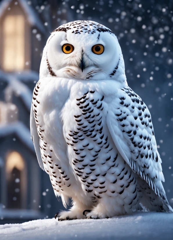 Bird, Eye, Snow, Light, Beak, Owl